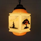 Art Deco Hanglamp Met Glazen Kap Met Natuur-Taferelen, Jaren 30 thumbnail 19