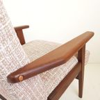 Vintage Teakhouten Fauteuils Nieuwe Stof Roze Beige Creme thumbnail 5