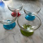 4X Vintage Ijscoupe Glas Gekleurd thumbnail 2