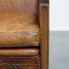 Prachtige, Karaktervolle En Unieke Luxe Schapenleren Art Deco Design Fauteuil/ Armchair thumbnail 3