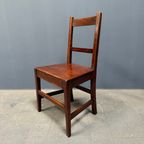 Set Van 6 Antieke Hollandse Eikenhouten Keukenstoelen thumbnail 6