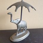 Vintage Messing / Koper Olifant Met Parasol / Paraplu thumbnail 6