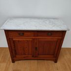 Vintage Frans Dressoir Commode, Ladekast Badkamermeubel Met Marmer Blad 110 thumbnail 7