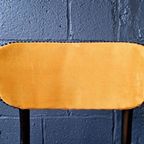 2 Vintage Stoelen In Zwart Gelakt Hout En Mosterdstof, 1960 thumbnail 4
