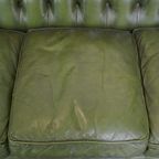 Comfortabele, Groene, Rundlederen Ruime 3 Zits Engelse Chesterfield Bank thumbnail 8