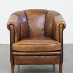 Comfortabele Vintage Schapenleren Clubfauteuil Met Een Bijzonder, Karakteristiek Voorkomen thumbnail 11