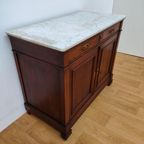 Vintage Frans Dressoir Commode Ladekast Badkamermeubel Met Marmer Blad 301 thumbnail 9