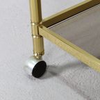 Vintage Barcart, Serveerwagen - Messing, Rookglas, Jaren '70 | 01498 thumbnail 5