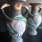 Uitzonderlijk Paar Kraanvogel Vazen 38cm Prijs Per Set thumbnail 4