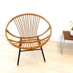 Retro Vintage Rotan Fauteuil Stoel Jaren 60 / 70 Riet thumbnail 5