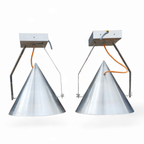 A Pair Of Modern / Aluminum / Large / Conical / Industrial Style Lamps / Designed For Ceiling Or thumbnail 11