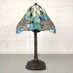 Tiffany Lamp Met Libellen Op Bronzen Voet thumbnail 12