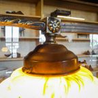 Vintage Klassieke Hanglamp Met Glazen Kappen – Messing thumbnail 10