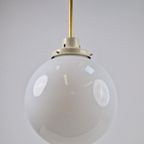 Vintage Bol Hanglamp Schoollamp Koper Stang Art Deco ‘50 thumbnail 6
