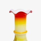 60’s Dalian Glass Co Murano Vaas Geel Oranje Aquarel thumbnail 2