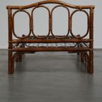 Vintage Bamboe/ Rotan Manou Bed Uit De Jaren ’70 Met Originele Spiraalbodem thumbnail 5