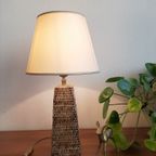Vintage Rotan Tafellamp Met Linnen Lampenkap thumbnail 11