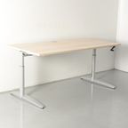 Solidesk Bureau, Eiken Blad, 160 X 80Cm, Hoogte Instelbaar Onderstel D.M.V. Handslinger thumbnail 2