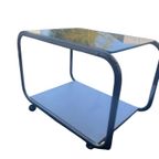 Vintage Chromen Bijzettafel / Barcart Met Fumé Glas thumbnail 5