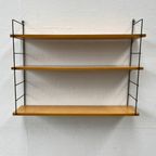 Vintage Wandrek Zwart Draadstaal, Licht Hout 3 Planken thumbnail 2