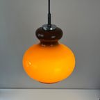 Midcentury Hanglamp Bruin Opaline, Chroom - Peill & Putzler thumbnail 5