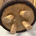 Ronde Zwarte Sisal Poef, Op 3 Houten Poten thumbnail 8