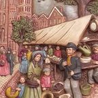 Schitterend Kleurrijk Gebakken Vintage Wandbord In Relief thumbnail 13