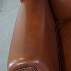 In Goede Staat Verkerende, Grote Cognac-kleurige Rundleren Oorfauteuil In Engelse Stijl thumbnail 8