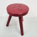 Red French Tripod Stool, 1960S thumbnail 2