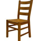 Vintage Set Van 6 Eetkamerstoelen Eiken En Riet Design thumbnail 4