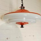 Vintage Space Age Ufo Pullout Hanglamp, Oranje En Wit thumbnail 20