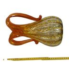 Hand Made Italian Glass Vase (Medium)- Amber Colored With Yellow And Orange Details - Excellent Q thumbnail 8
