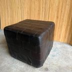 Mid-Century Leather Patchwork Ottoman thumbnail 2