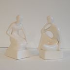 White Glazed Ceramic Bookends thumbnail 3