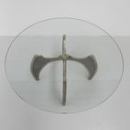 Bronzen Brutalist Salontafel Met Glazen Blad thumbnail 5