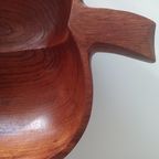 Handgemaakte Schaal. Appelvorm. Teak. Mid-Century thumbnail 3