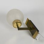 Hollywood Regency Stijl - Messing - Goud - Gesatineerd Glas - Wandlamp - 60'S thumbnail 2