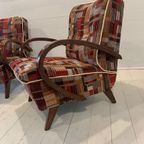 Set Of 30'S Lounge Chairs By J.Halabala H-237 Upholstered Red/Brown thumbnail 4