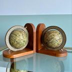 2X Vintage Boekensteunen Wereldbol Globe thumbnail 2