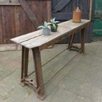 Prachtige Vintage Industrie Sidetable Tafel thumbnail 5