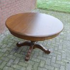 Ronde / Langwerpige Uittrek Eettafel Massief Eiken Donker thumbnail 4