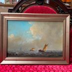 Frans Van Der Heide (1936-1999). Schilderij "Zeegezicht". thumbnail 3