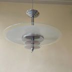 Lamp Schijflamp Jaren 60 Vintage Matglas Chroom Frans thumbnail 7