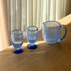Vintage Blue Bubble Midcentury Jug & Glass Set thumbnail 2