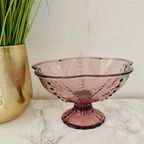 Vintage Boheems Persglas Schaal Op Voet Paars Roze thumbnail 5