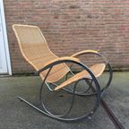 Vintage Chrome And Wicker Rocking Chair, 1970s thumbnail 8