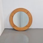 Vintage Pine Wood Ronde Spiegel Scandinavisch ’70 Retro thumbnail 6