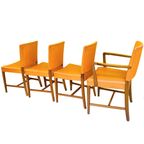 Set Vintage Deens Design Eetkamerstoelen Skai Oranje thumbnail 2