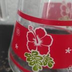 Vintage Glazen Kan Rood Bloemen thumbnail 3