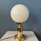 Mid Century Hollywood Regency Tafellampen (2) / Vintage Gouden Opaline Glazen Bureaulampen thumbnail 8